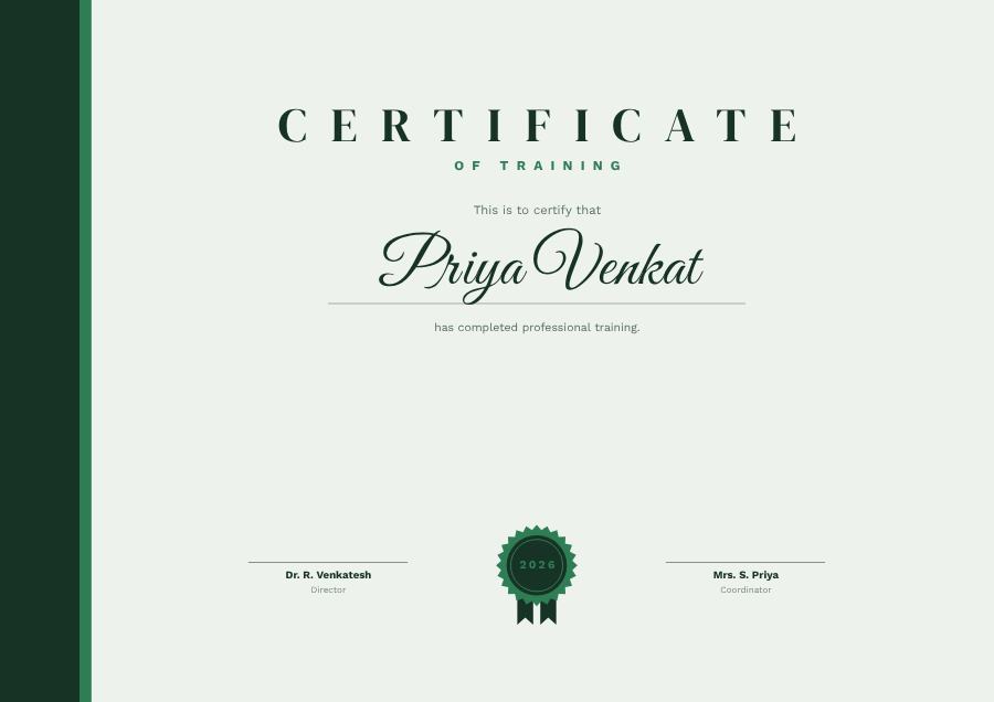 Forest Of Training Certificate Classic — editable certificates template