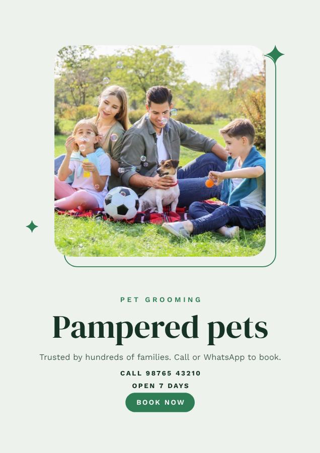 Forest Pampered pets Pet grooming Flyer Promo — editable business template