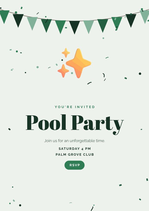 Forest Pool Party Flyer — editable events template