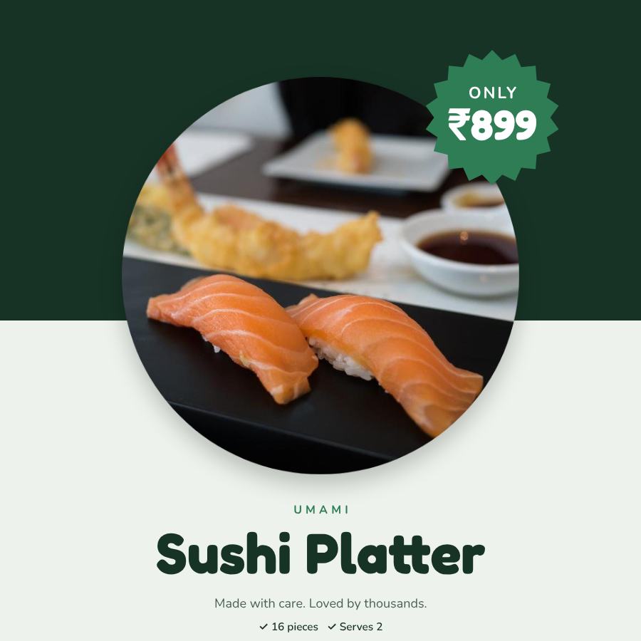 Forest Sushi Platter Product Ad — editable marketing template