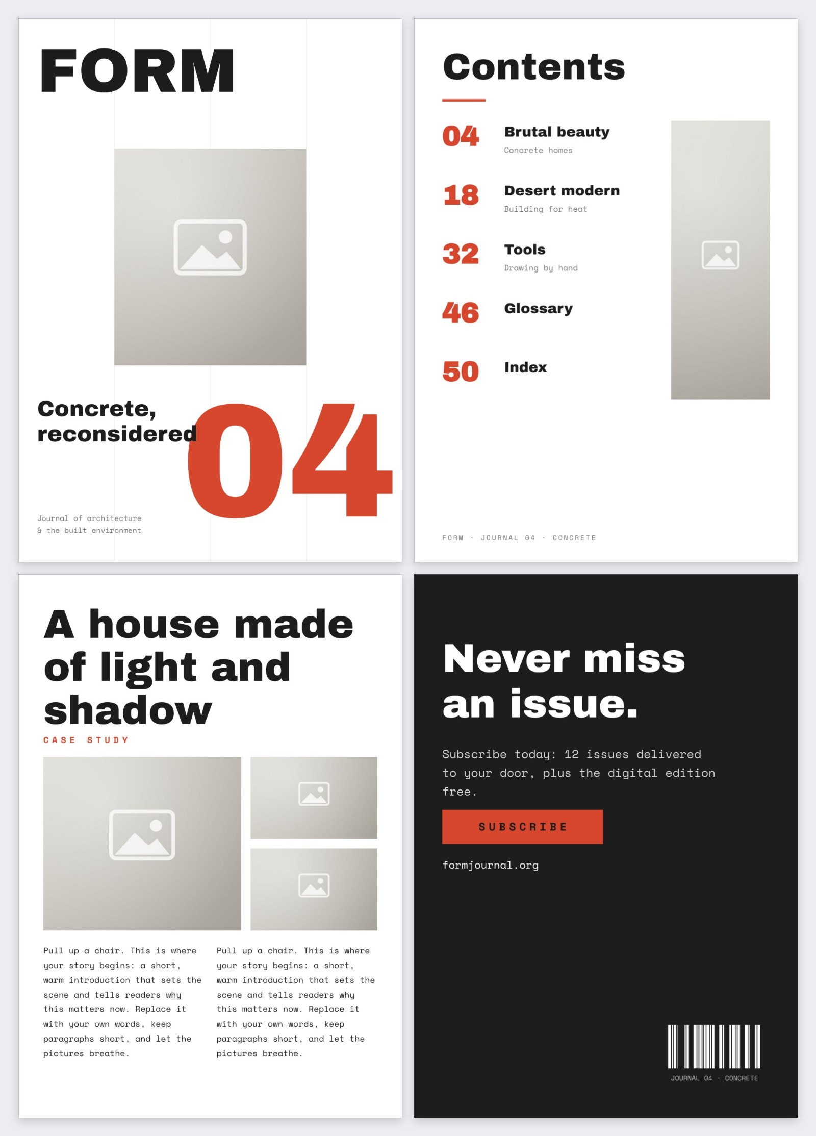 Form Architecture Journal — editable marketing template