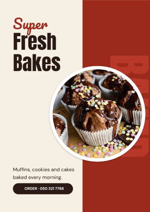 Fresh Bakes Big Type Food Flyer template