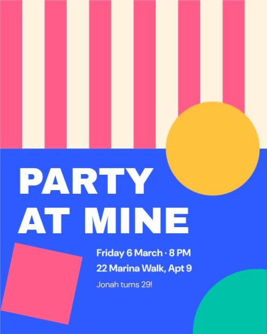 Fun Haus Stripes Party Invite template