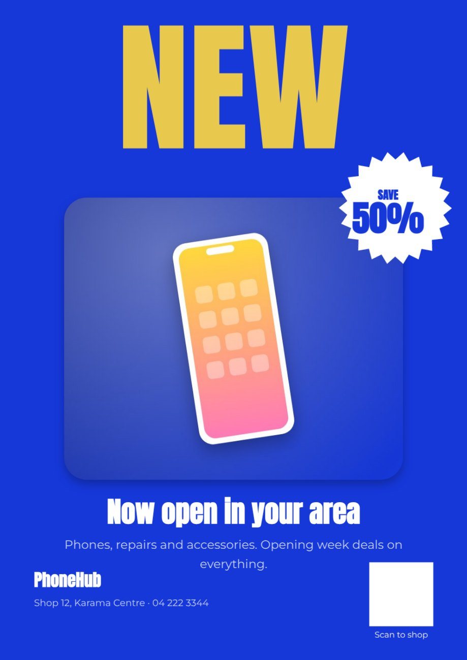 Gadget Store Opening Poster — editable marketing template