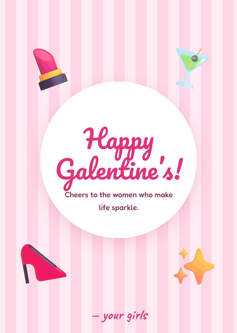 Galentine Friendship Card — editable cards template
