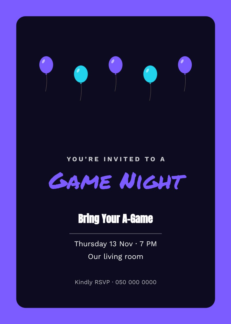 Game Night Invitation — editable events template