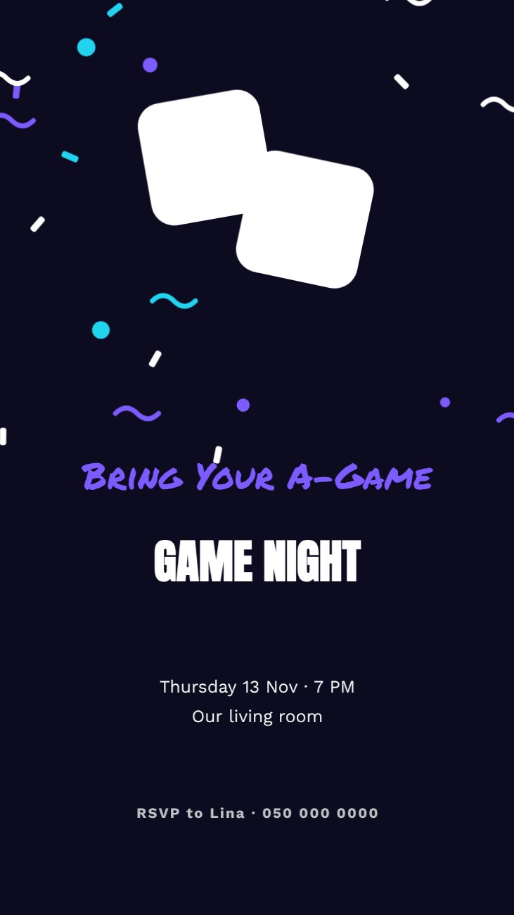 Game Night Invitation Story — editable events template