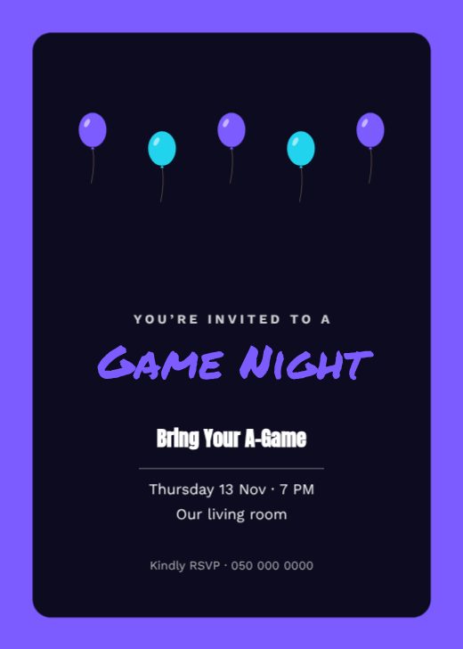 Game Night Invitation template