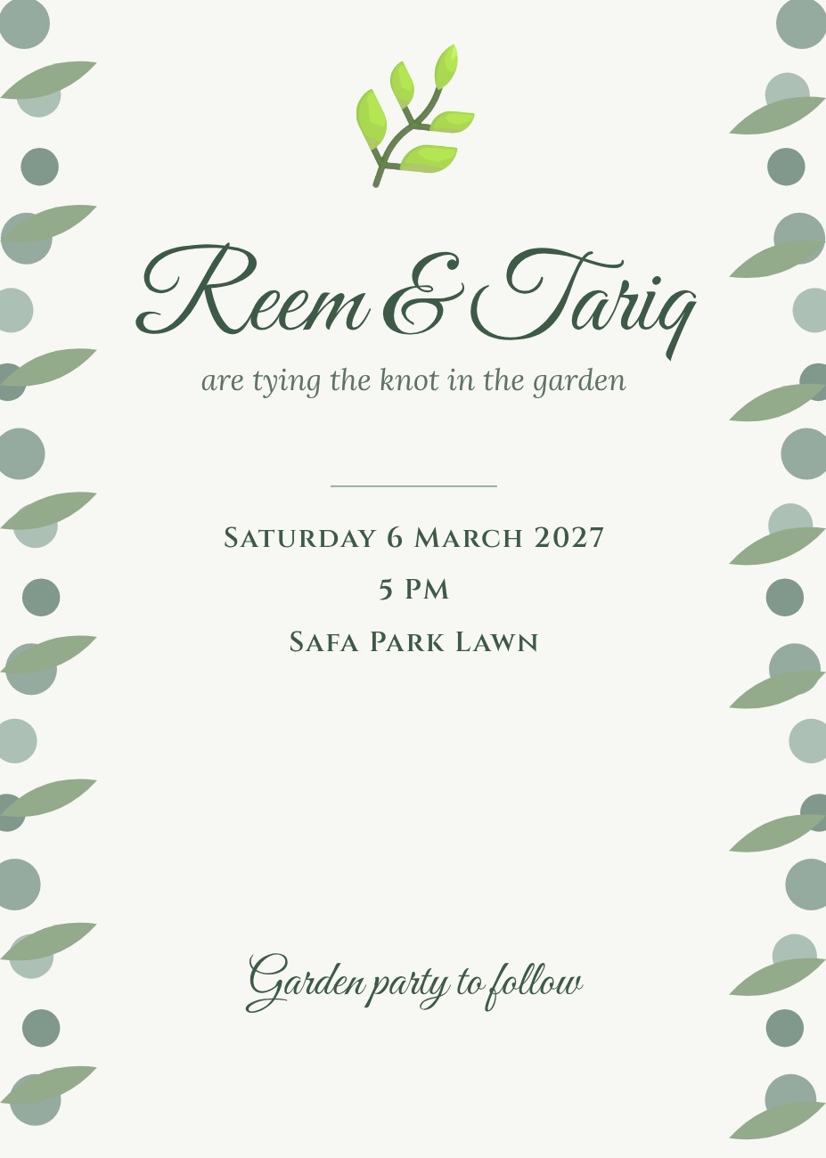 Garden Greenery Invitation — editable wedding template