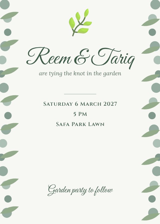 قالب بطاقة دعوة مجاني — Garden Greenery Invitation