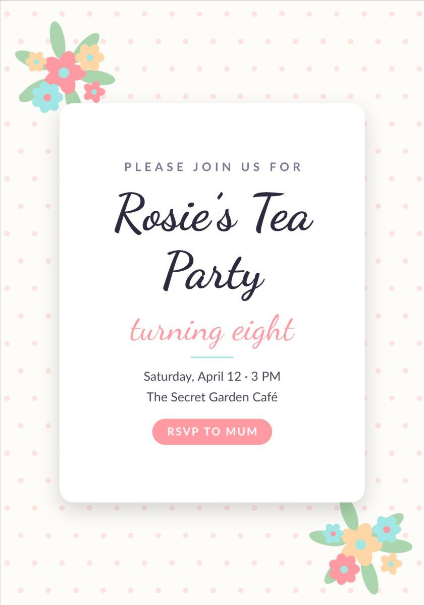 Garden Tea Party Birthday — editable birthday template