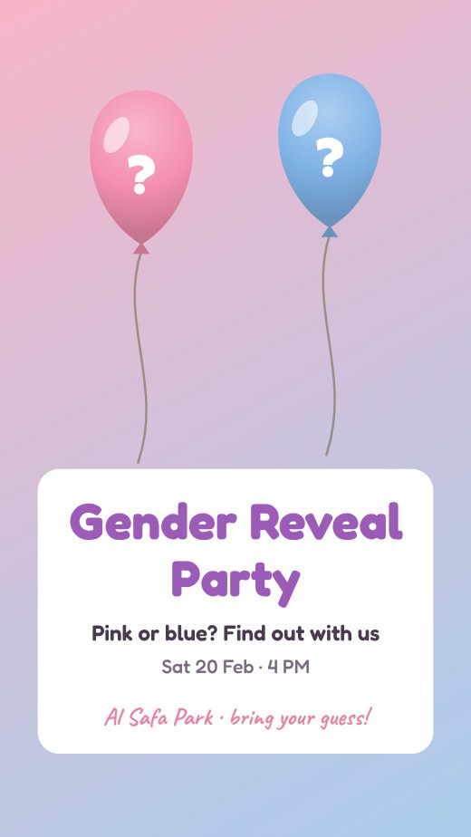 Gender Reveal Party Story — free baby shower invitation template