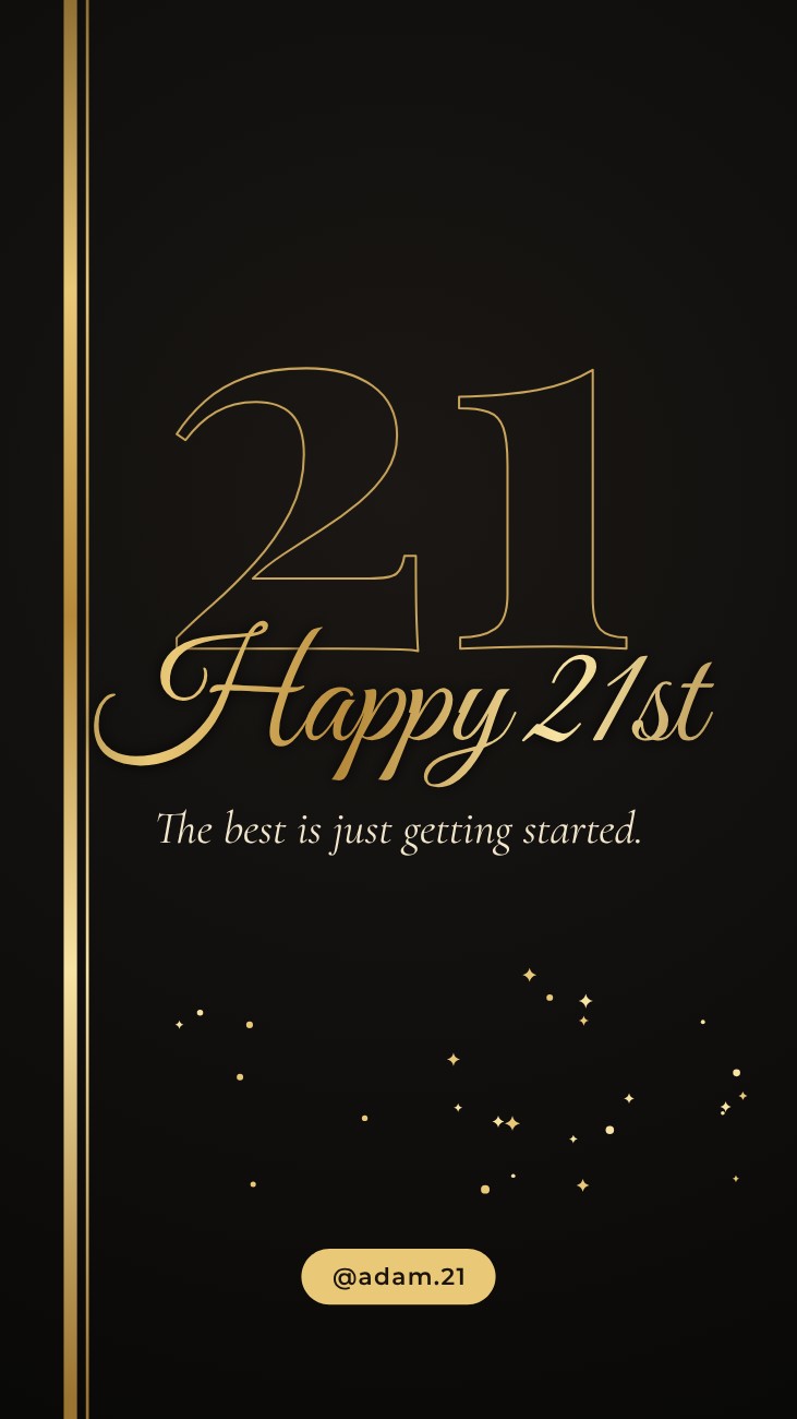 Gold Band 21st Birthday Story — editable birthday template