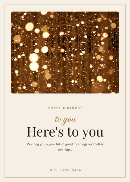 Gold Confetti Birthday Card