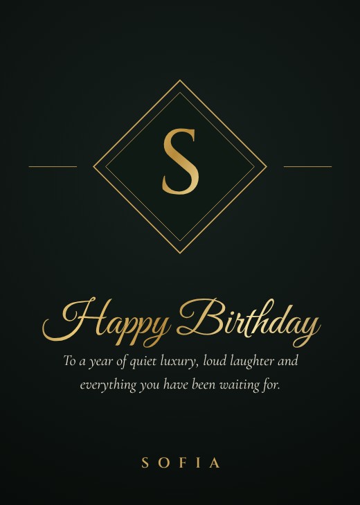 Gold Diamond Monogram Card — free greeting card template
