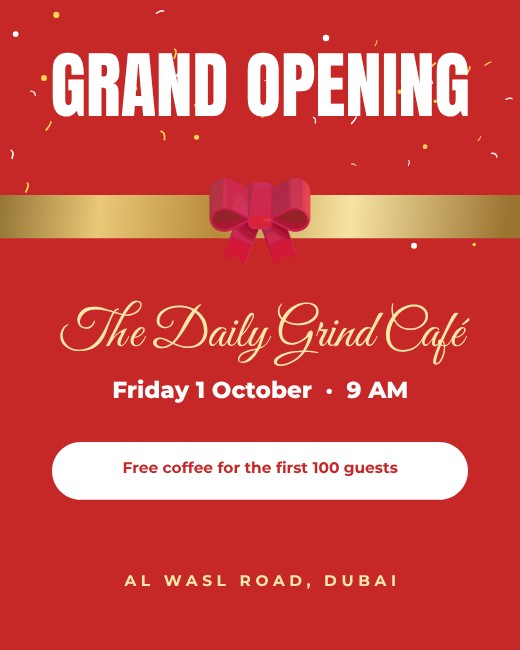Gold Ribbon Grand Opening Poster
