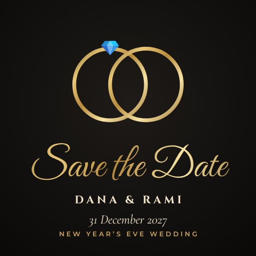 Gold Rings Save the Date Post — free save the date template