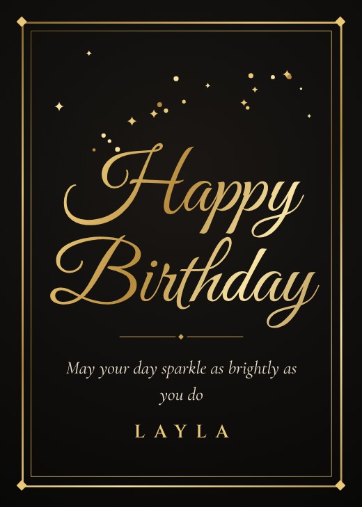 Gold Script Black Frame Card — free greeting card template