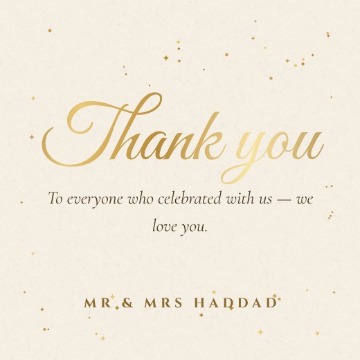 Gold Script Thank You Post — free thank you card template