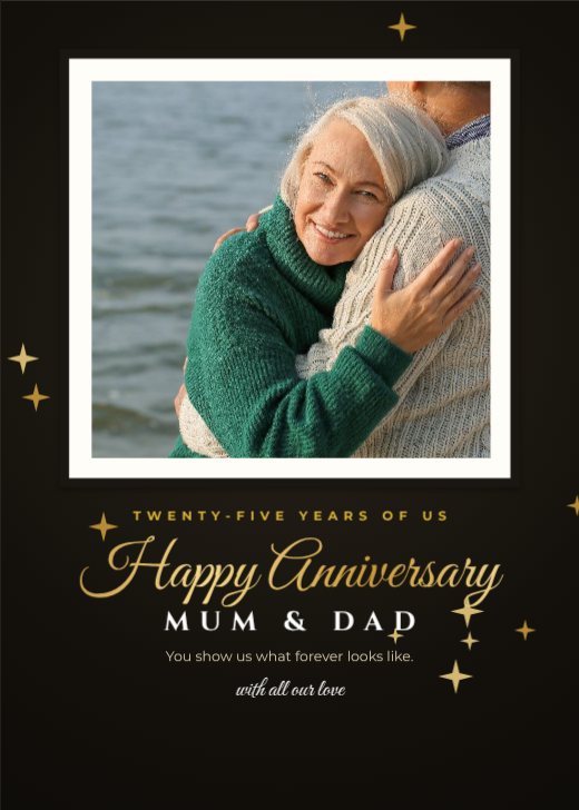 Golden Anniversary Framed Print Card — free anniversary card template