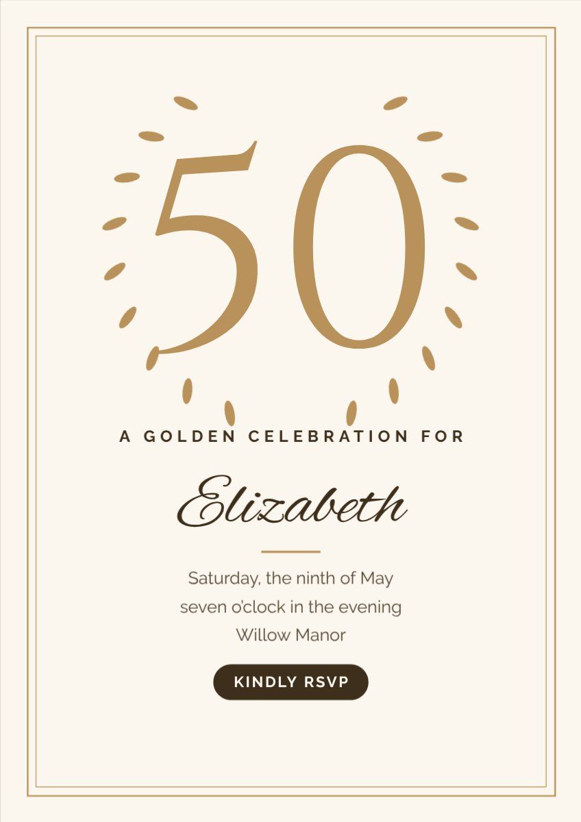 Golden Fifty — editable birthday template