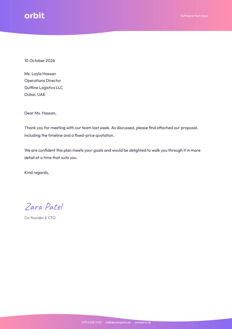 Gradient Wave Tech Letterhead — editable business template