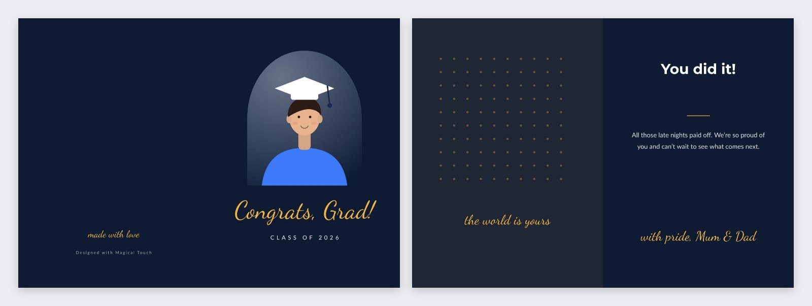 Graduation Congrats Folded Card — editable cards template
