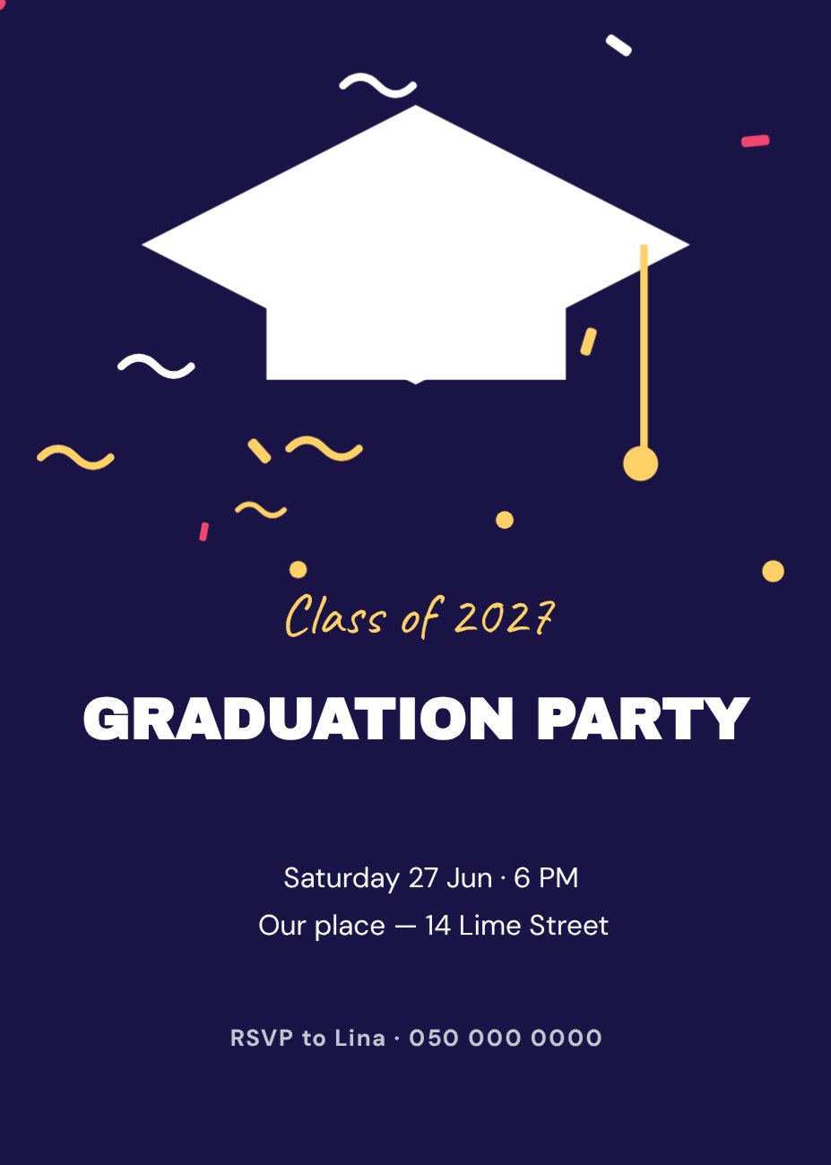 Graduation Party Invitation — editable events template