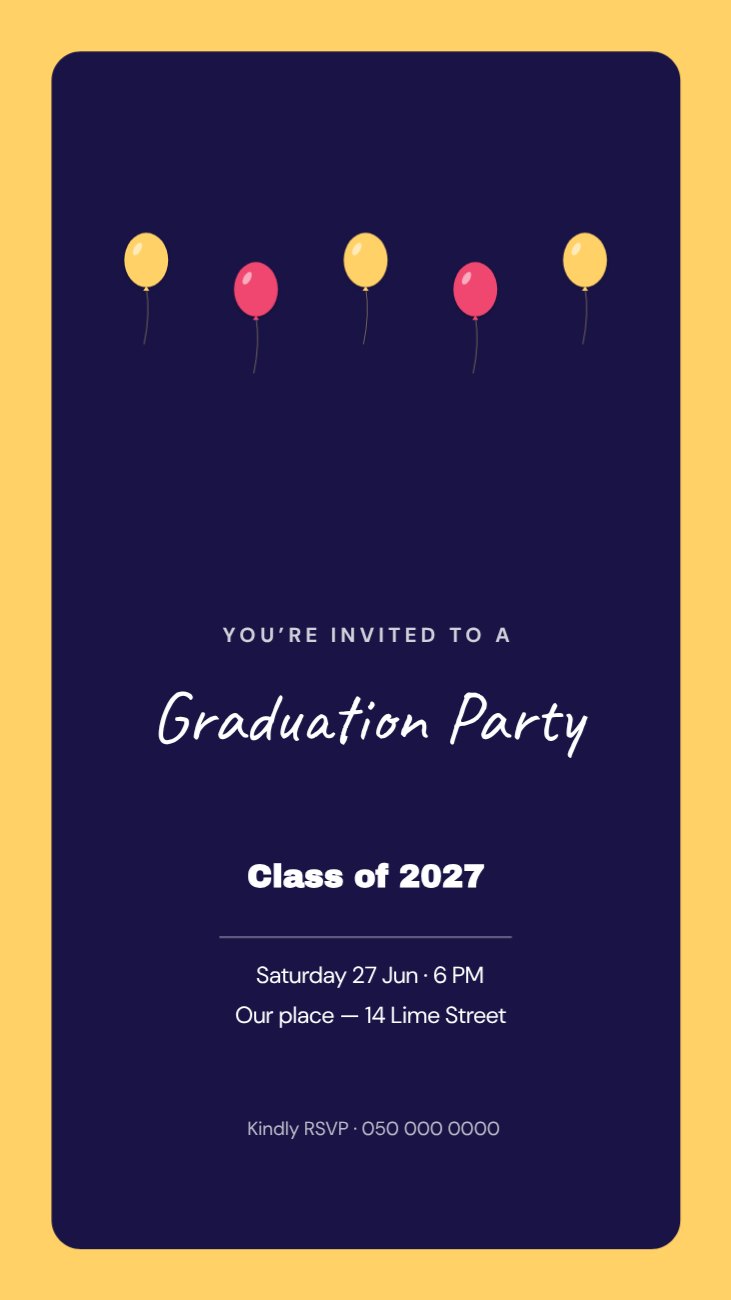 Graduation Party Invitation Story — editable events template
