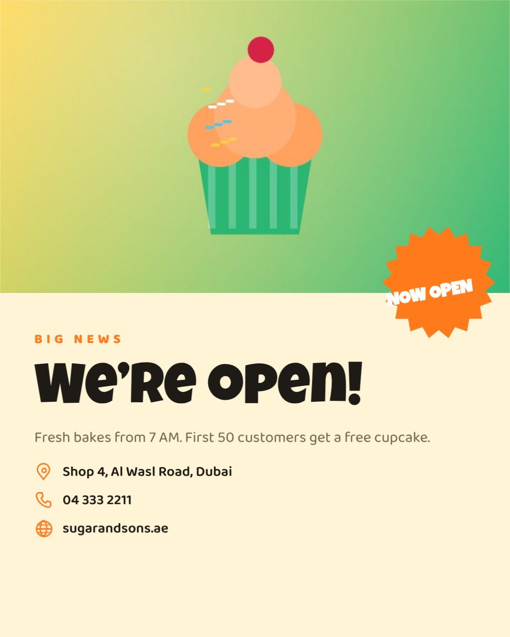Grand Opening Announcement Post — editable social media template