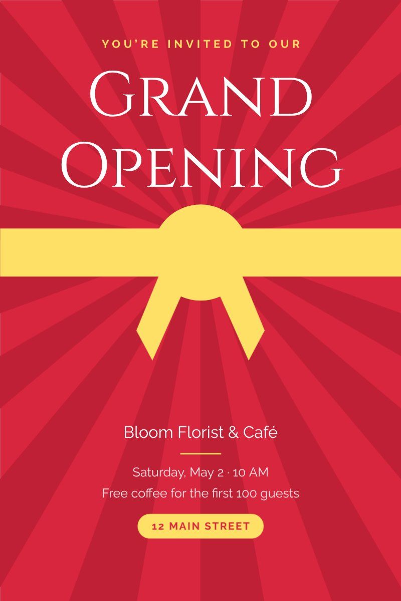 Grand Opening Poster — editable marketing template