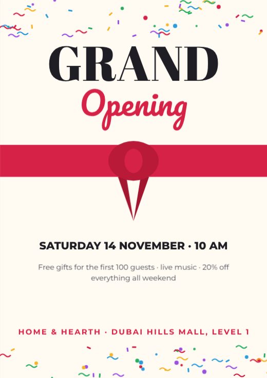 Grand Opening Ribbon Poster template
