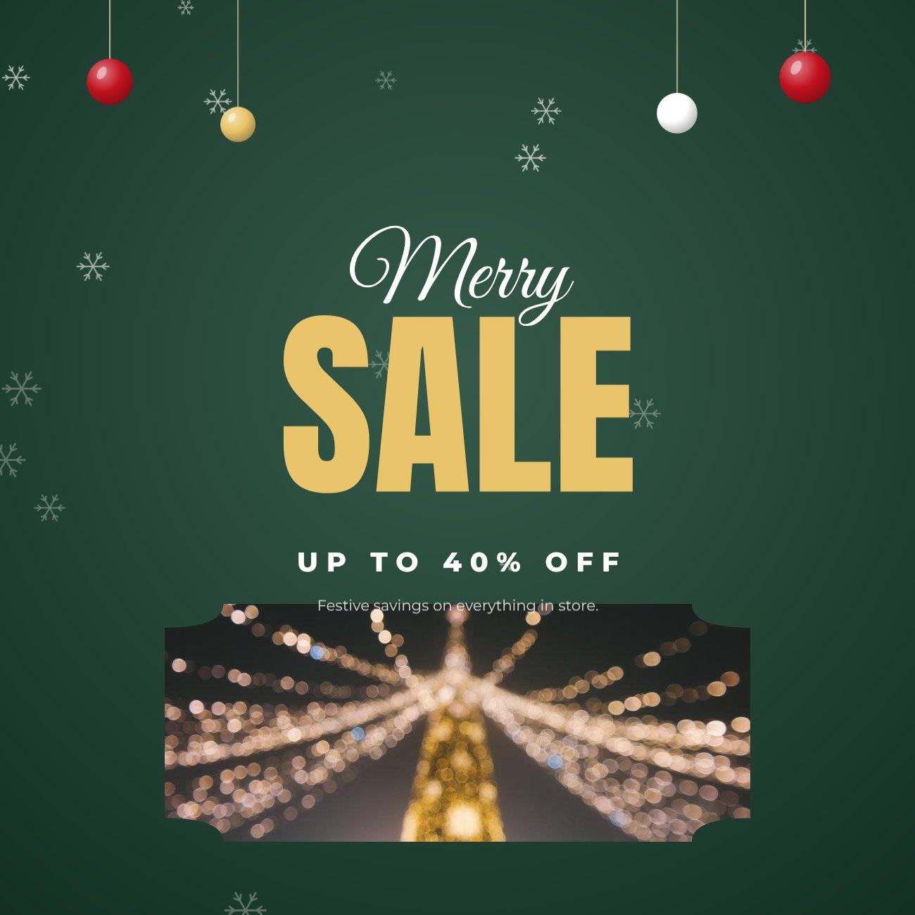 Green Christmas Sale Square — editable festivals template