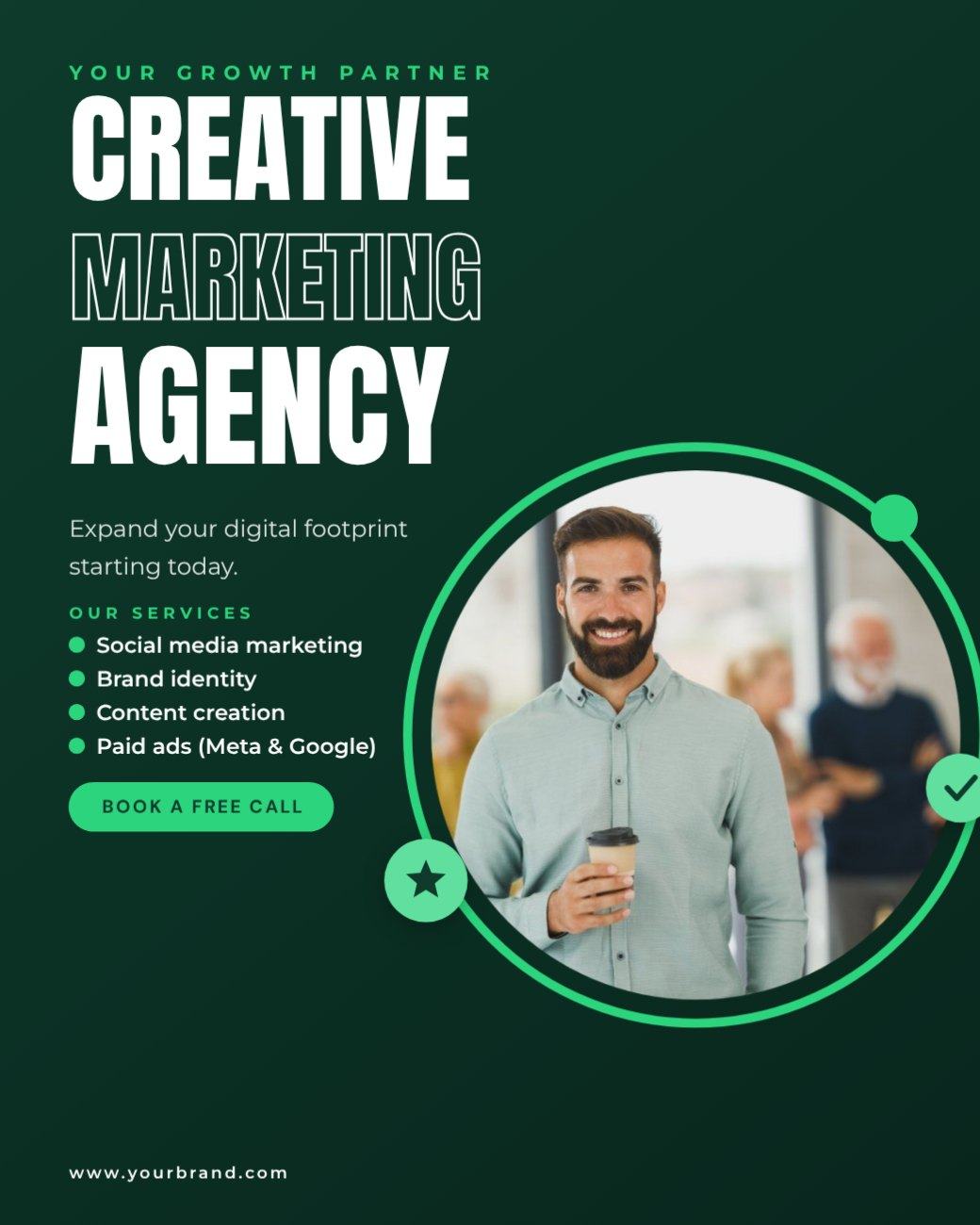 Green Creative Marketing Agency Post — editable marketing template