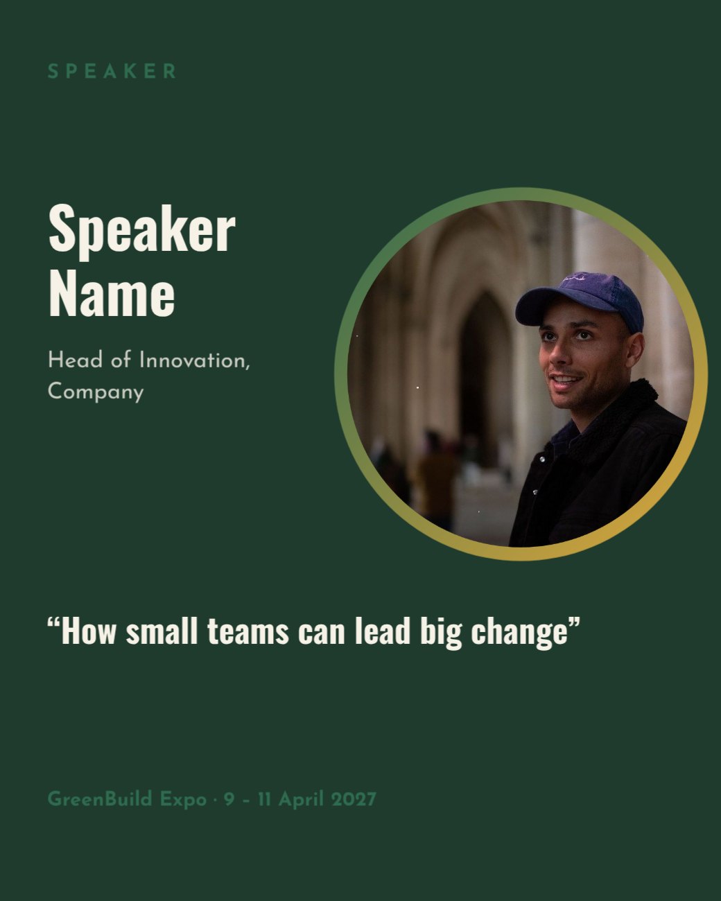 GreenBuild Expo Speaker Post — editable events template