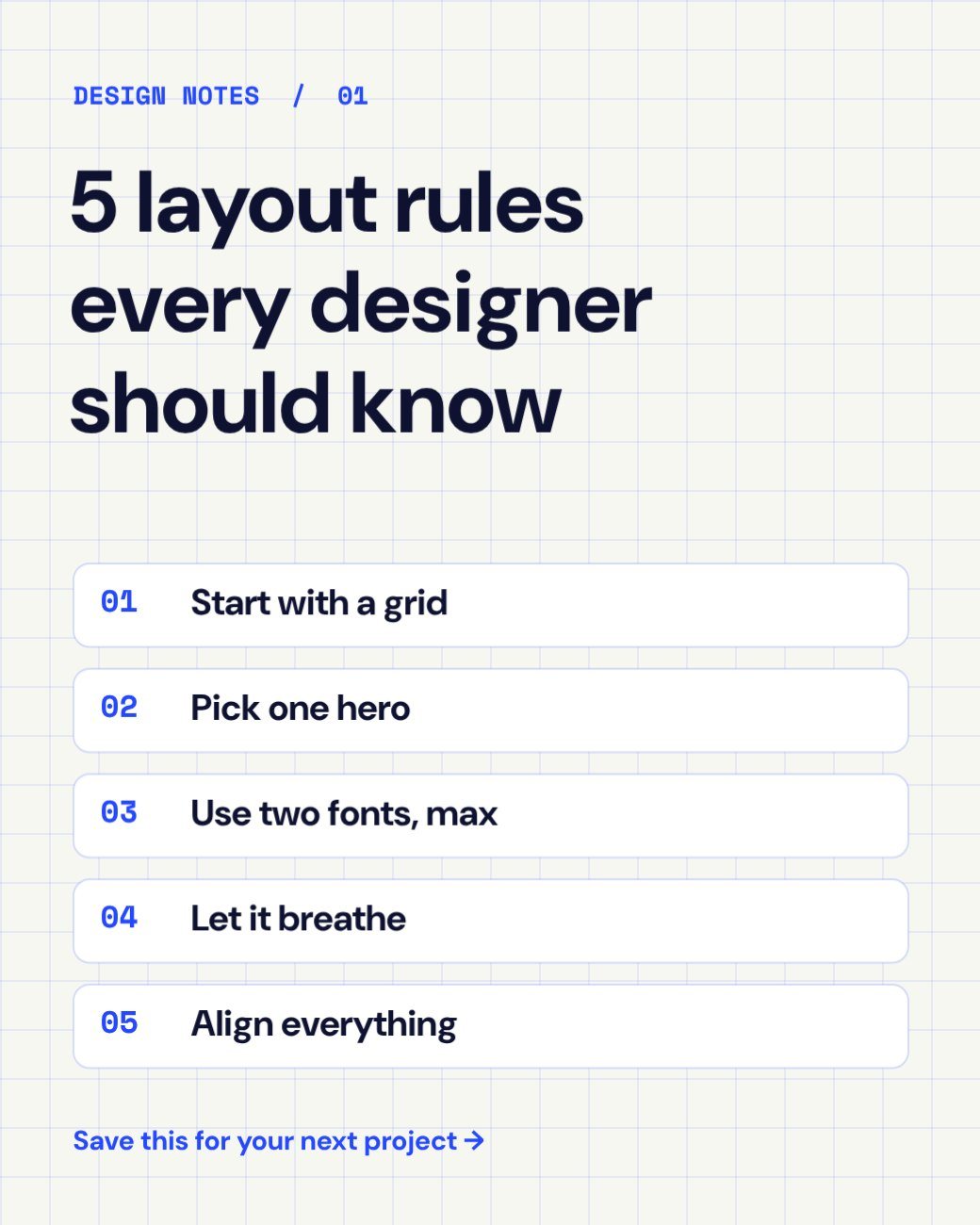 Grid Paper Layout Tips Post — editable social media template