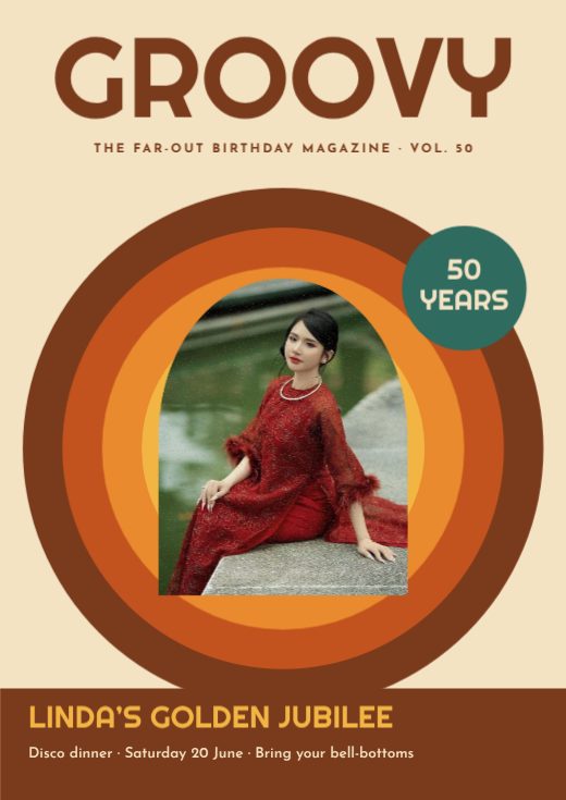 Groovy 70s Birthday Magazine Cover — free banner template