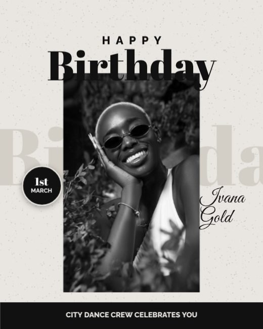 Grunge Mono Big Name Birthday Flyer template