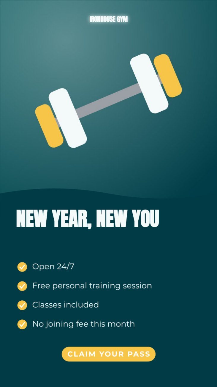 Gym Membership Benefit Story — editable marketing template