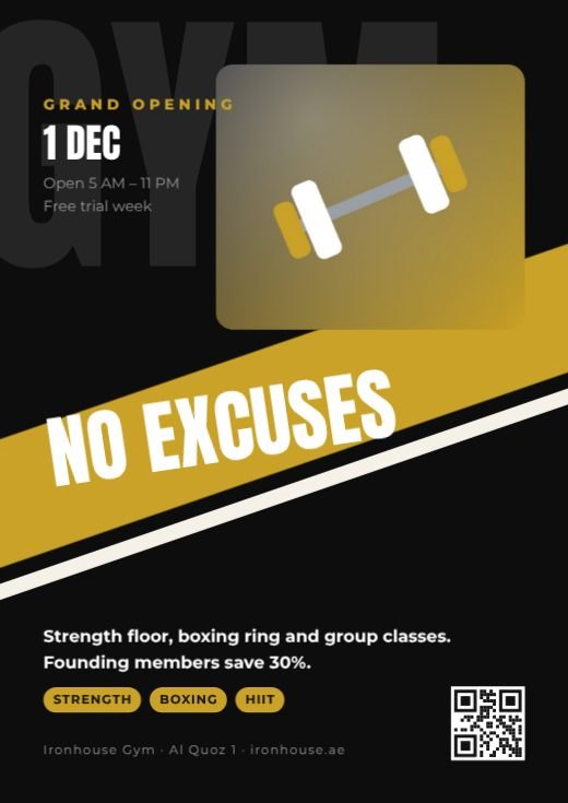 Gym Opening Poster template
