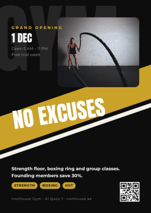 Gym Opening Poster — free gym poster template