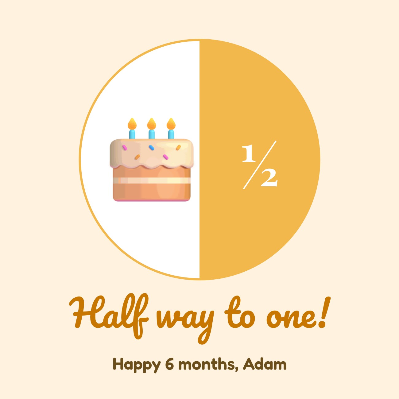 Half Birthday Post — editable love & family template