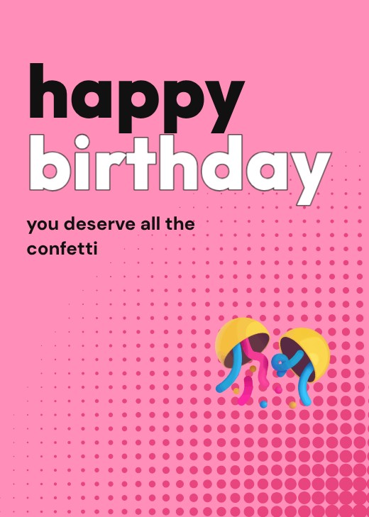 Halftone Pink Lowercase Card — free design template