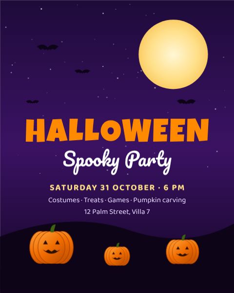 Halloween Night Party Invite template