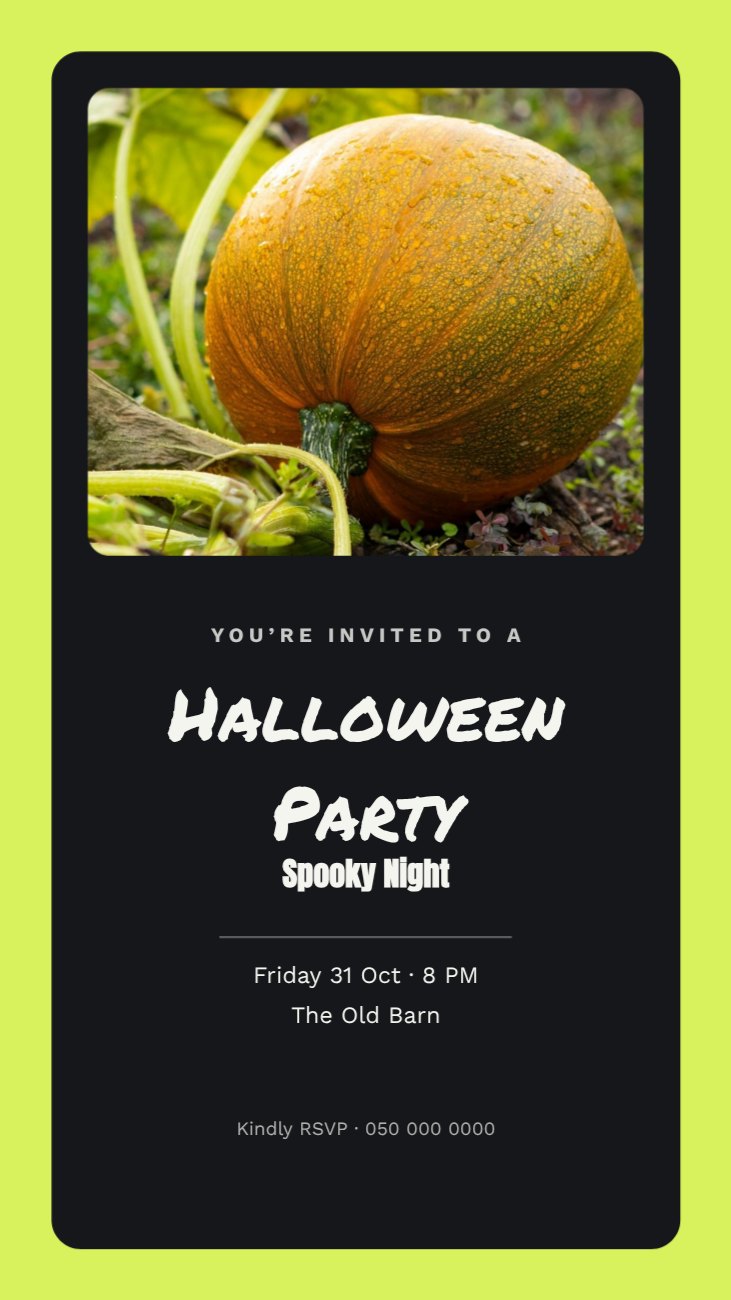 Halloween Party Invitation Story — editable events template