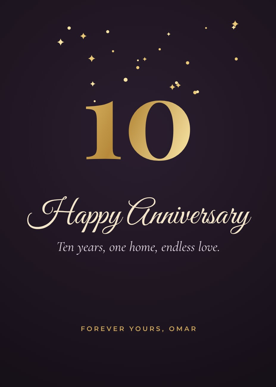 Happy Anniversary Gold Card — editable cards template