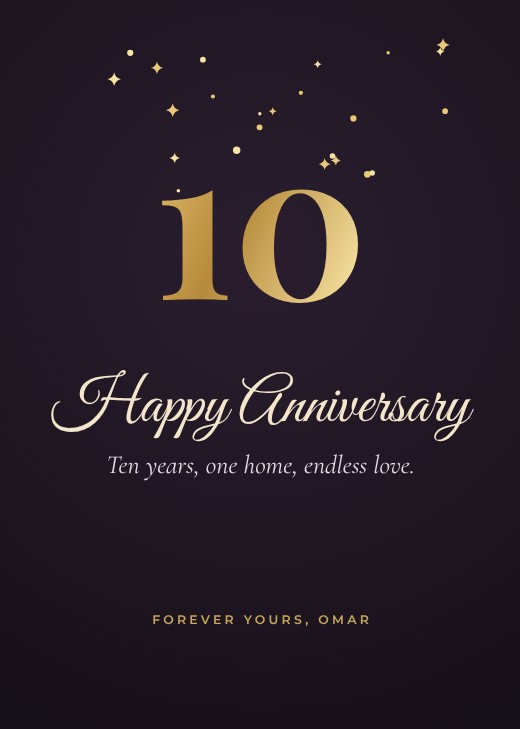 Happy Anniversary Gold Card — free anniversary card template