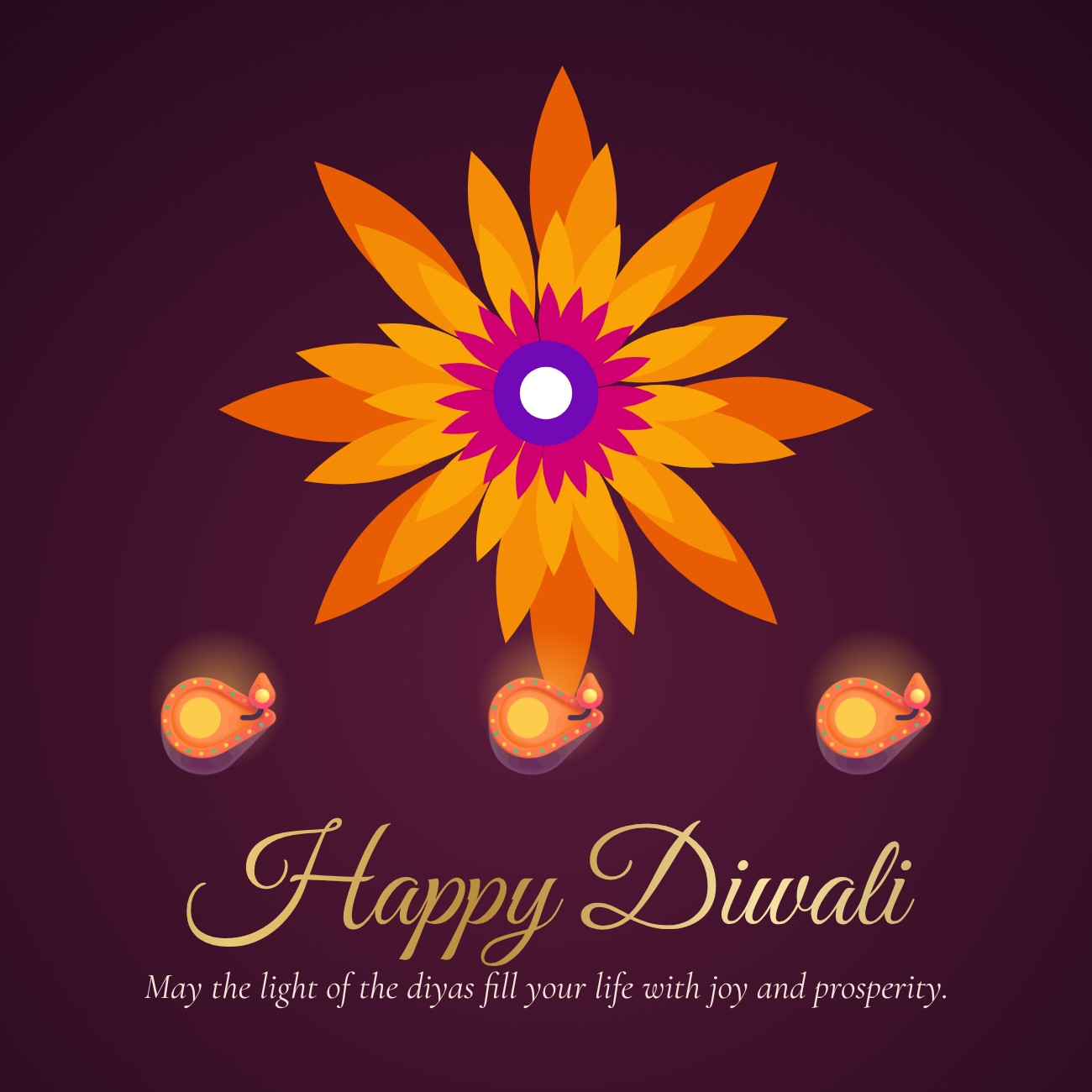 Happy Diwali Diya Post — editable festivals template
