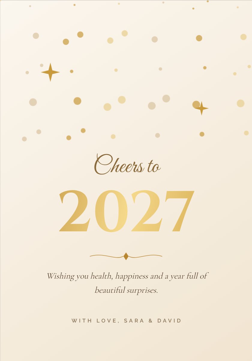 Happy New Year Greeting Card — editable festivals template