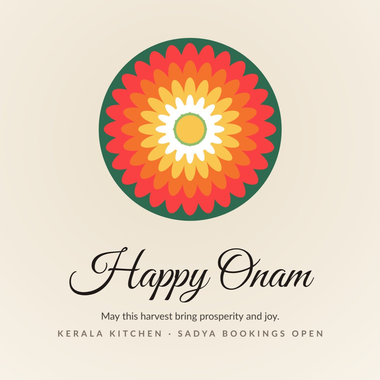 Happy Onam Greeting Square — editable social media template